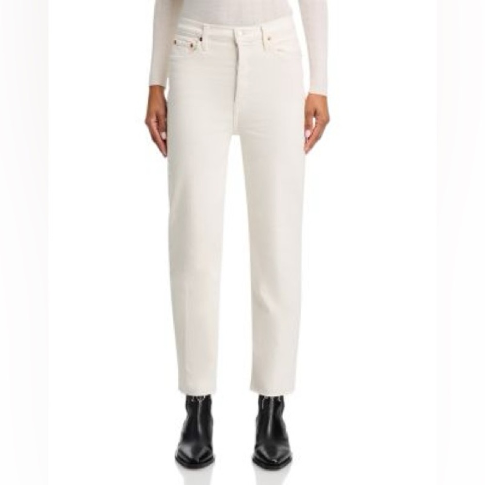 RE/DONE 70s Stove Pipe High Rise Straight Ankle Jeans in Vintage White size 28